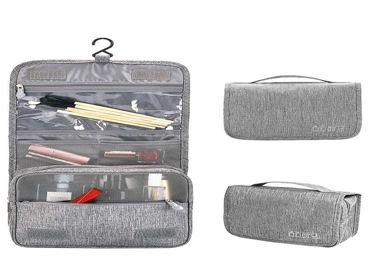 Travel cosmetic bag with hook